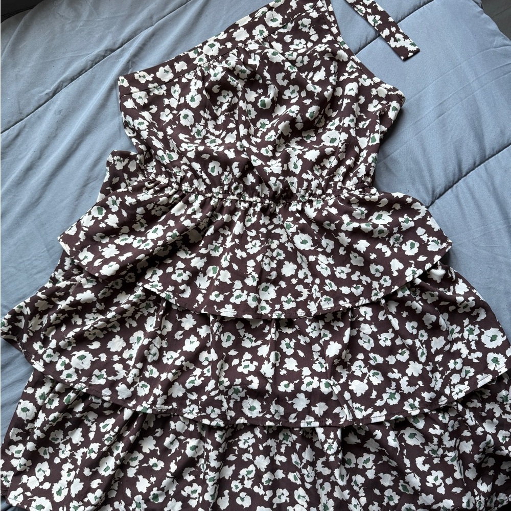Floral Brown and White Women's Dress
